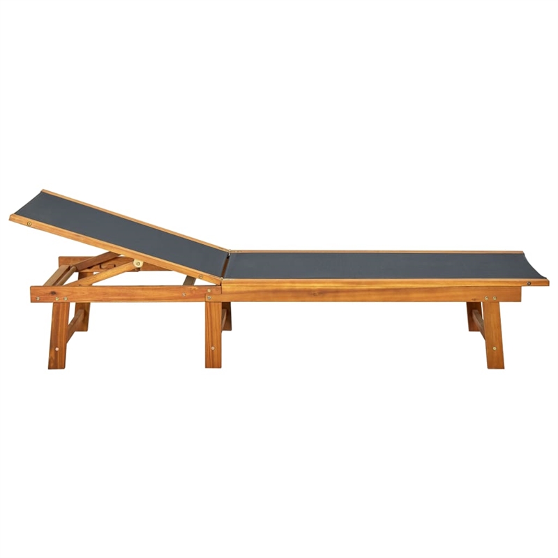 vidaXL Acacia Wood Large Sun Lounger w/ Multi-Position Backrest in Light Brown