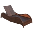 vidaXL PE Rattan Large Sun Lounger w/ Adjustable Armrests in Brown