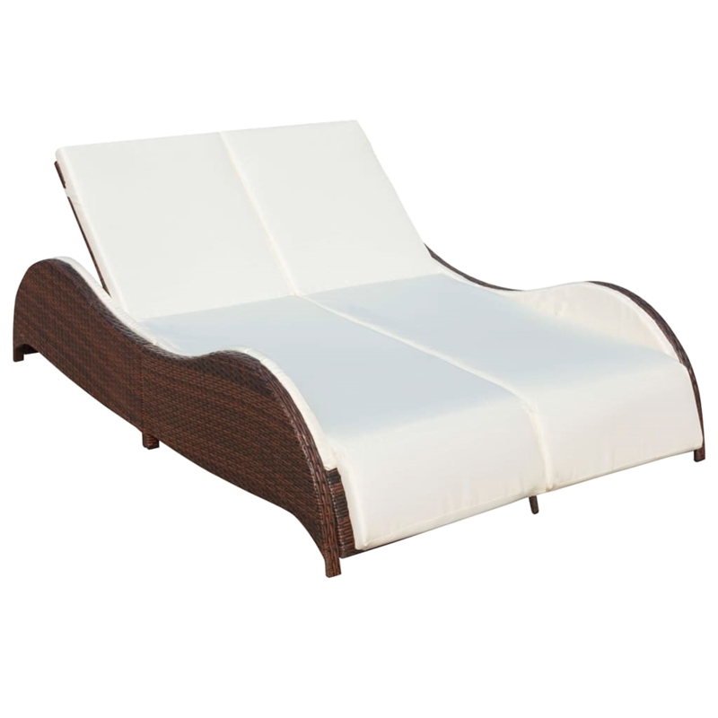 vidaXL Sun Lounger in Brown and Cream White