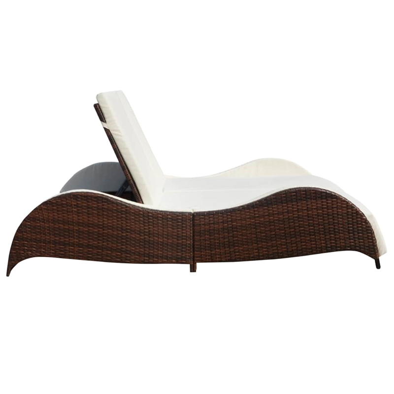 vidaXL Sun Lounger in Brown and Cream White