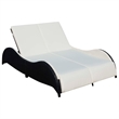 vidaXL PE Rattan Large Sun Lounger w/ Adjustable Armrests in Black