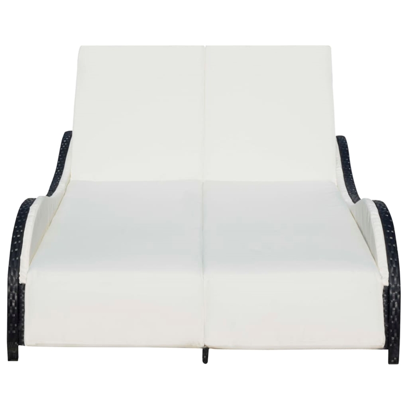 vidaXL PE Rattan Large Sun Lounger w/ Adjustable Armrests in Black
