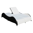 vidaXL PE Rattan Large Sun Lounger w/ Adjustable Armrests in Black