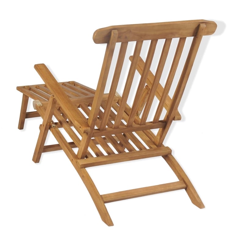 vidaXL Teak Rectangular Foldable Deck Chair in Brown