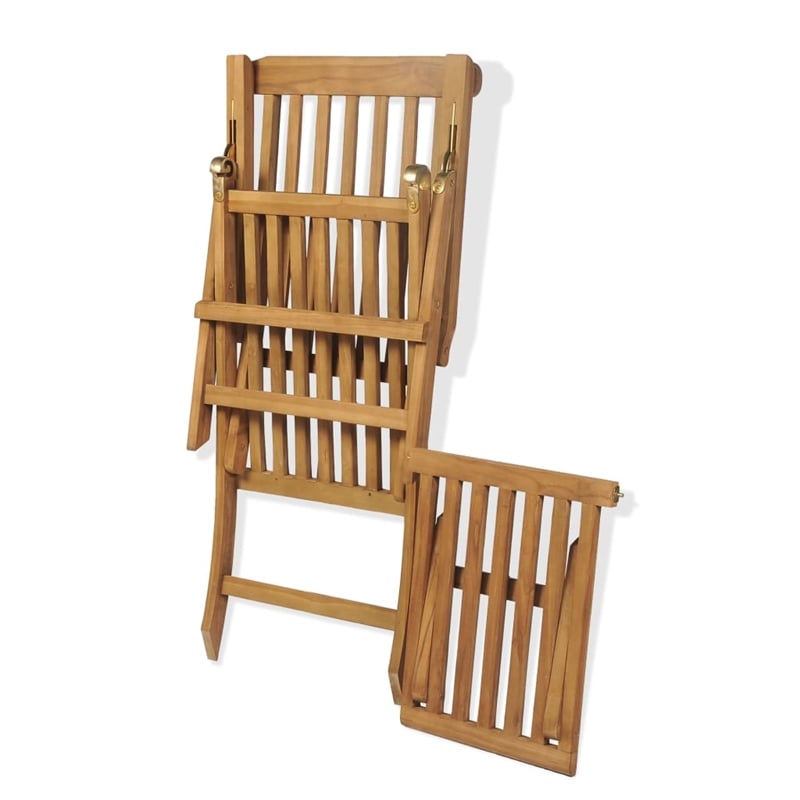 vidaXL Teak Rectangular Foldable Deck Chair in Brown