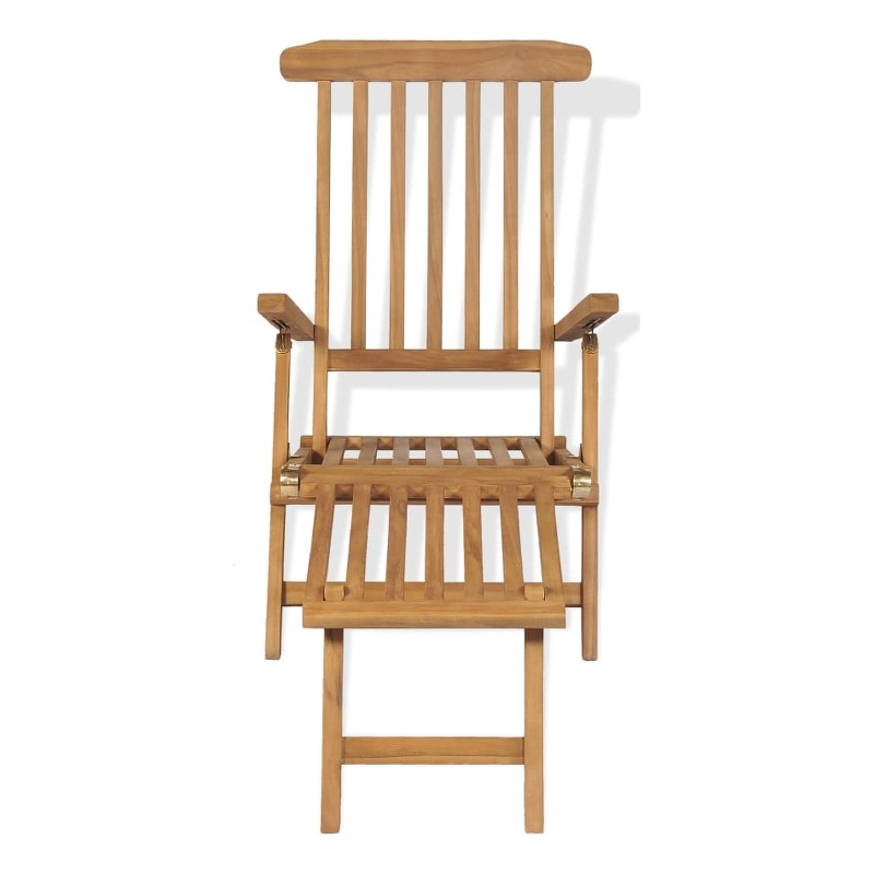 vidaXL Teak Rectangular Foldable Deck Chair in Brown