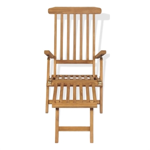 vidaXL Teak Rectangular Foldable Deck Chair in Brown