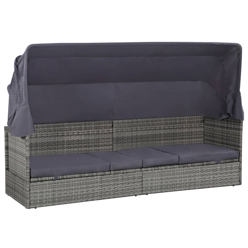 vidaXL PE Rattan Large Lounge Bed in Gray