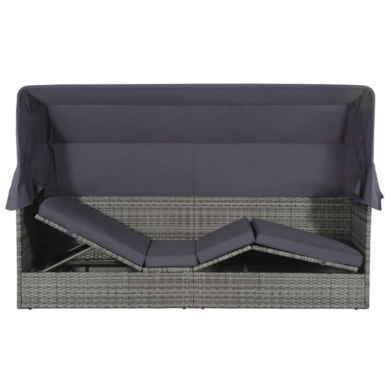 vidaXL PE Rattan Large Lounge Bed in Gray