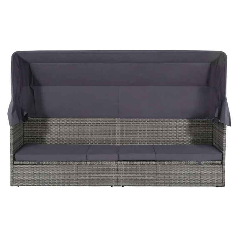vidaXL PE Rattan Large Lounge Bed in Gray