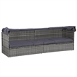 vidaXL PE Rattan Large Lounge Bed in Gray