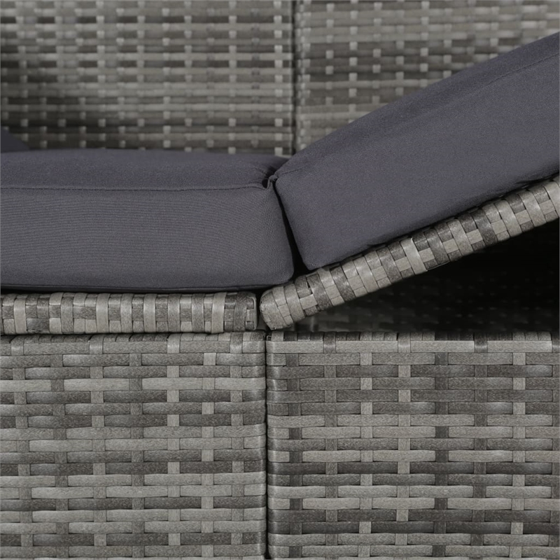 vidaXL PE Rattan Large Lounge Bed in Gray