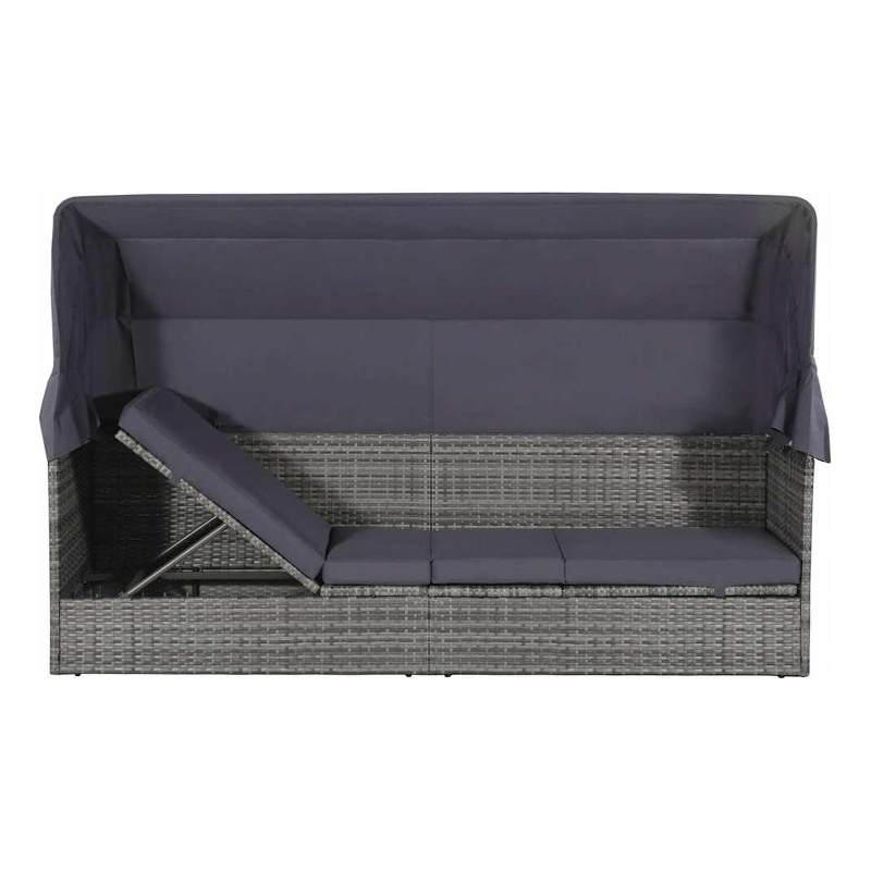 vidaXL PE Rattan Large Lounge Bed in Gray