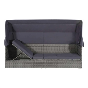 vidaXL PE Rattan Large Lounge Bed in Gray