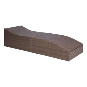 vidaXL PE Rattan Sunlounger w/ Powder-Coated Steel & Polyester in Brown & Cream