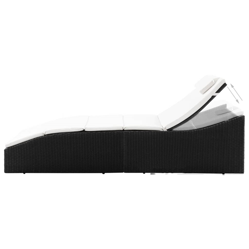 vidaXL Standard Sunlounger in Black & Cream White