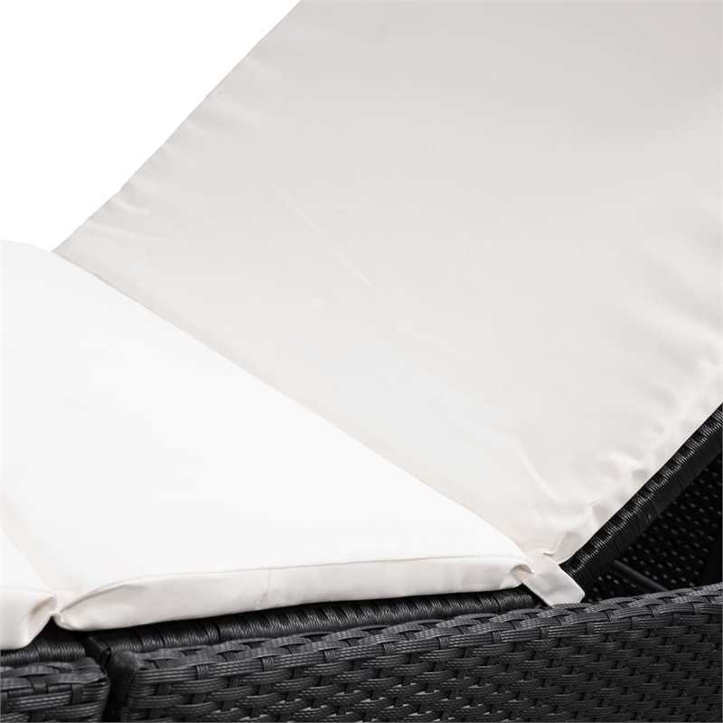 vidaXL Standard Sunlounger in Black & Cream White
