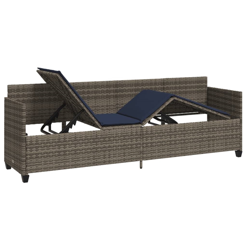 vidaXL Sun Lounger in Gray and Navy Blue