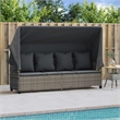 vidaXL PE Rattan Large Sun Lounger w/ Footrests in Gray