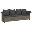 vidaXL PE Rattan Large Sun Lounger w/ Footrests in Gray