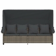 vidaXL PE Rattan Large Sun Lounger w/ Footrests in Gray