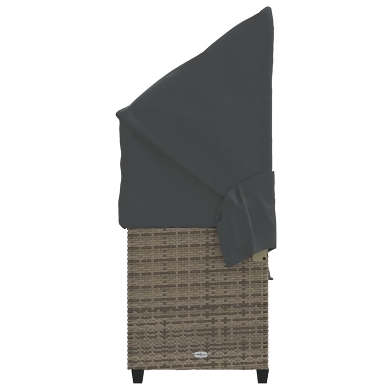 vidaXL PE Rattan Large Sun Lounger w/ Footrests in Gray
