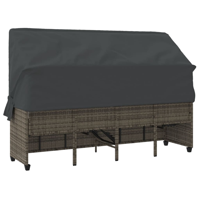 vidaXL PE Rattan Large Sun Lounger w/ Footrests in Gray