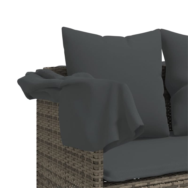 vidaXL PE Rattan Large Sun Lounger w/ Footrests in Gray