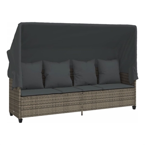 vidaXL PE Rattan Large Sun Lounger w/ Footrests in Gray