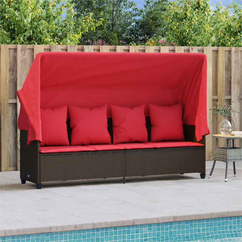vidaXL Sun Lounger in Brown and Red