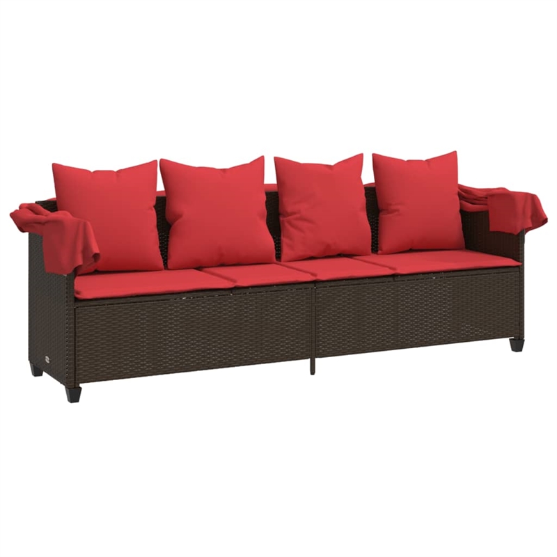 vidaXL Sun Lounger in Brown and Red