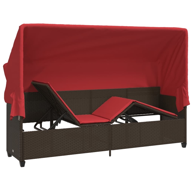 vidaXL Sun Lounger in Brown and Red