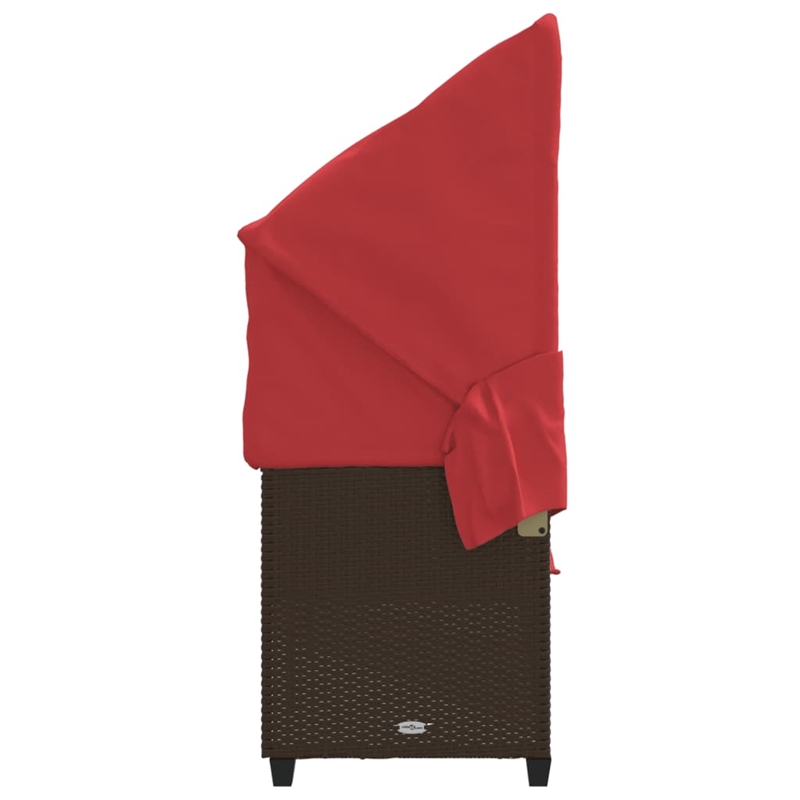vidaXL Sun Lounger in Brown and Red