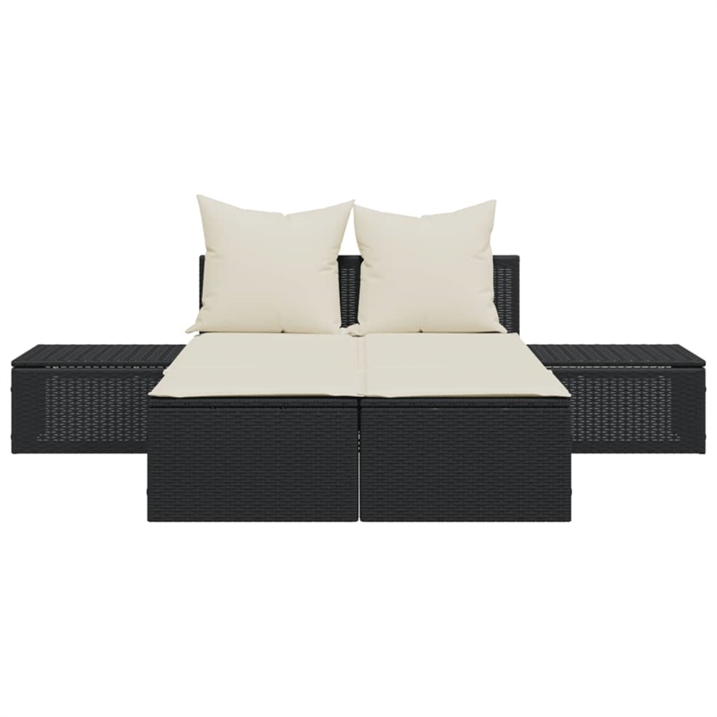 vidaXL Double Sun Lounger in Black and Cream