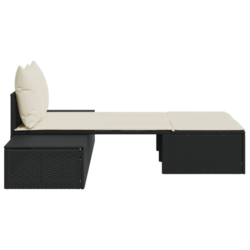 vidaXL Double Sun Lounger in Black and Cream