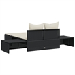 vidaXL Double Sun Lounger in Black and Cream