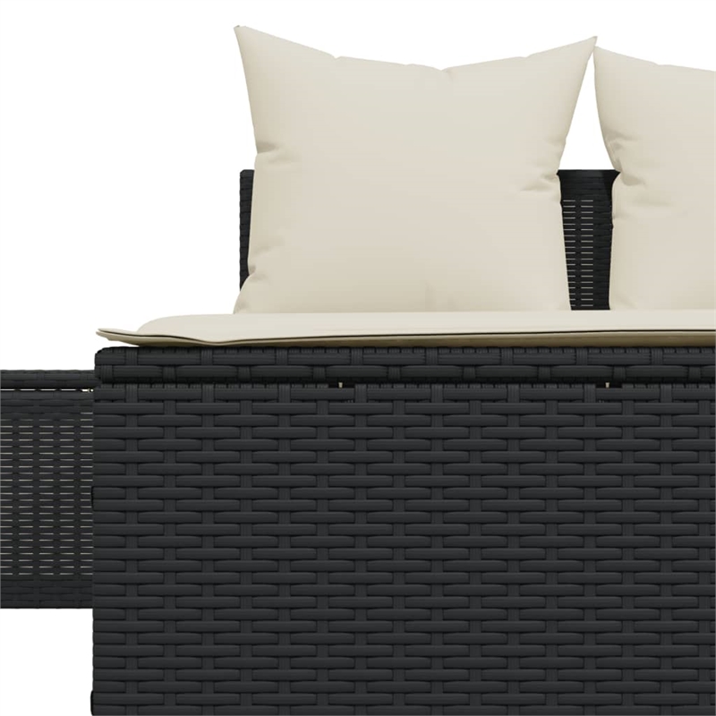 vidaXL Double Sun Lounger in Black and Cream