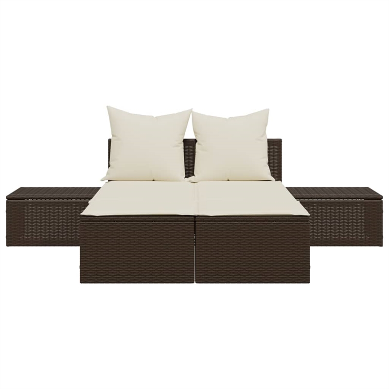 vidaXL Double Sun Lounger in Brown and Cream White