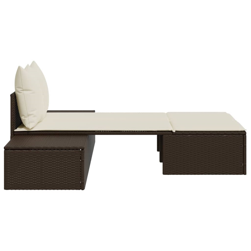 vidaXL Double Sun Lounger in Brown and Cream White