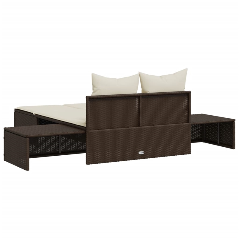 vidaXL Double Sun Lounger in Brown and Cream White