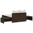 vidaXL Double Sun Lounger in Brown and Cream White
