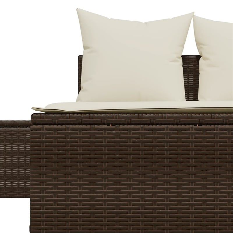 vidaXL Double Sun Lounger in Brown and Cream White