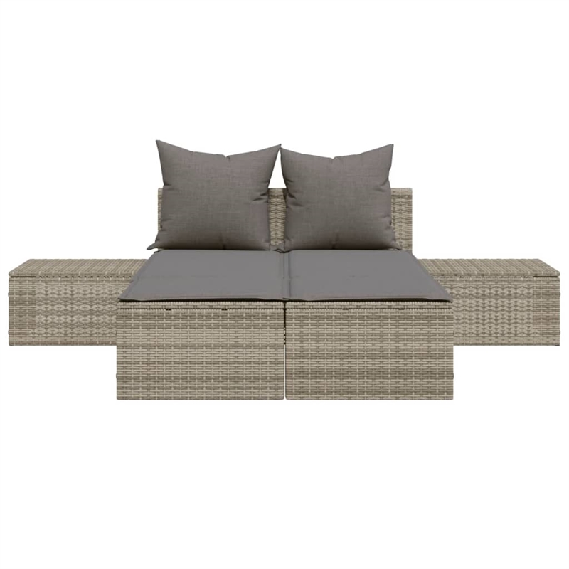 vidaXL PE Rattan Steel Double Sun Lounger in Gray