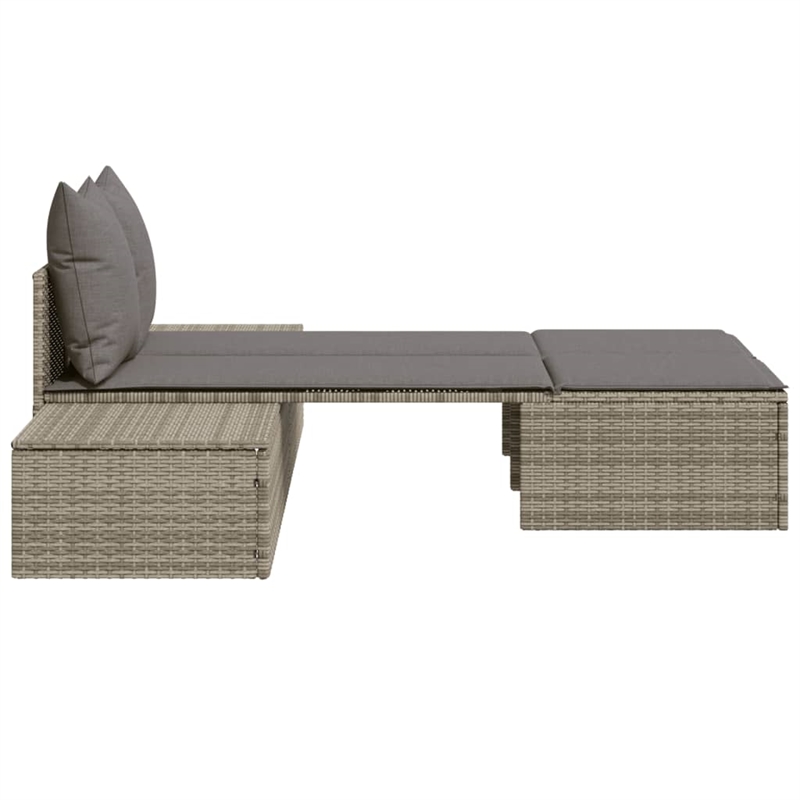 vidaXL PE Rattan Steel Double Sun Lounger in Gray