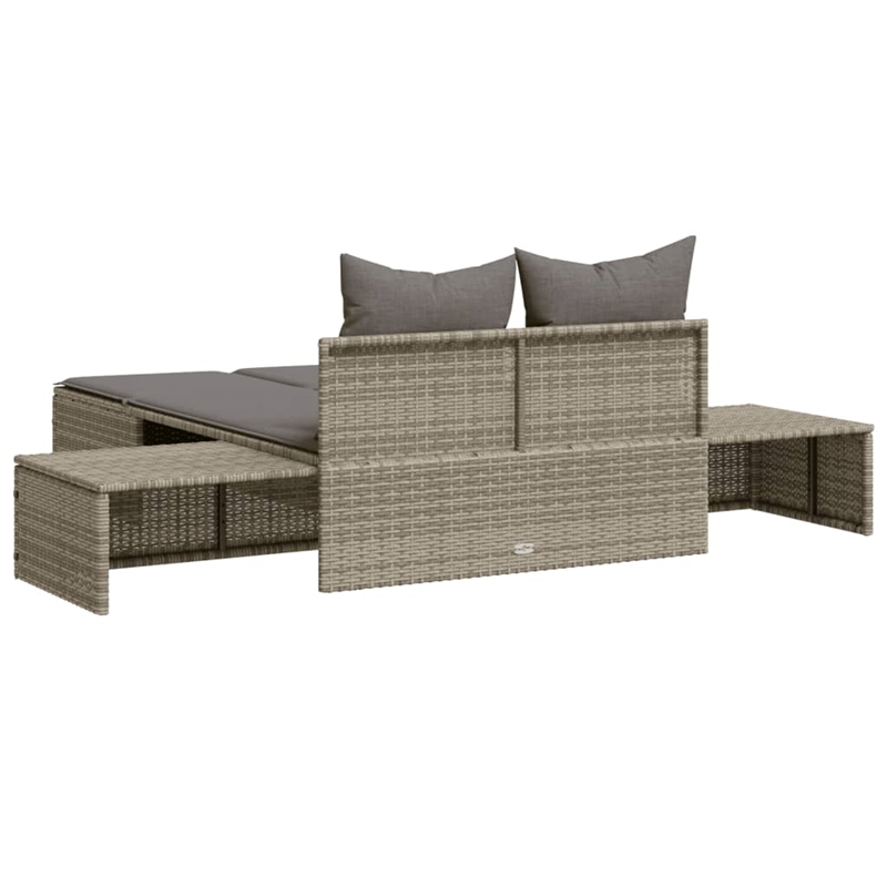 vidaXL PE Rattan Steel Double Sun Lounger in Gray