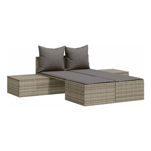 vidaXL PE Rattan Steel Double Sun Lounger in Gray