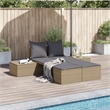 vidaXL PE Rattan Steel Polyester Double Sun Lounger in Beige