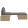vidaXL PE Rattan Steel Polyester Double Sun Lounger in Beige