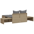 vidaXL PE Rattan Steel Polyester Double Sun Lounger in Beige