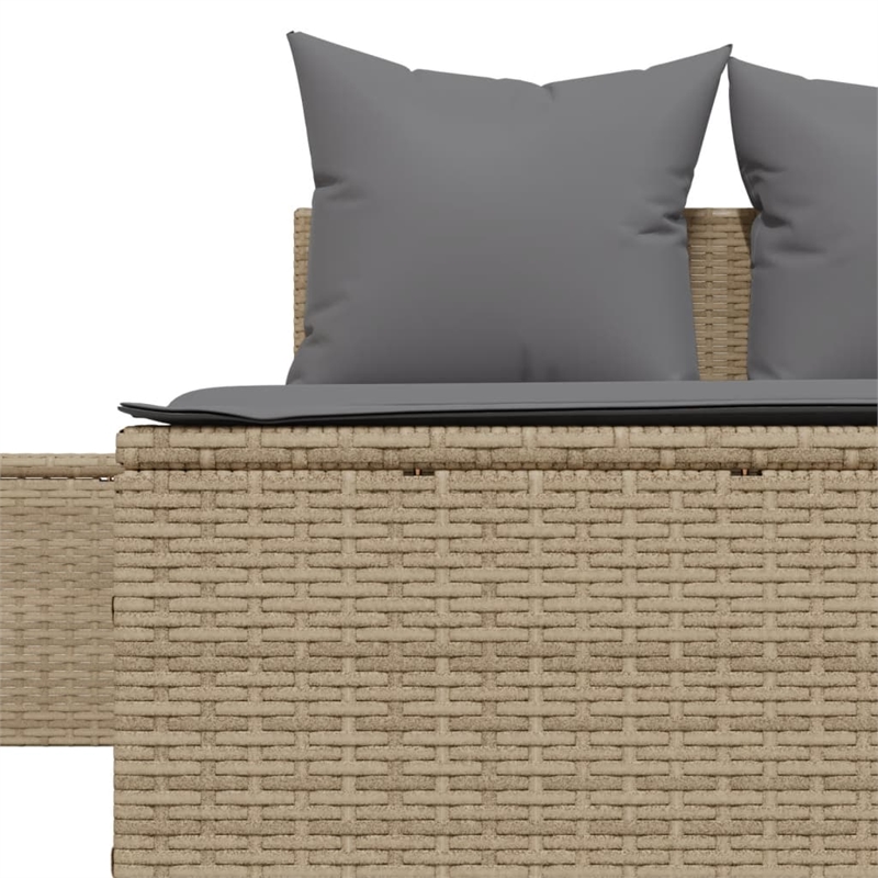 vidaXL PE Rattan Steel Polyester Double Sun Lounger in Beige